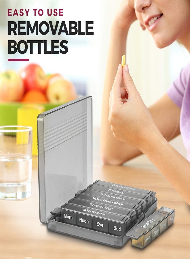 ميدكا منظم حبوب أسبوعي - علبة حبوب لمدة 7 أيام مع علب حبوب يومية قابلة للإزالة (4 مرات في اليوم) - علبة حبوب كبيرة للأدوية والفيتامينات والمكملات الغذائية (صباحًا/مساءً) - ملصقات سهلة القراءة من الاثنين إلى الأحد - Image 3